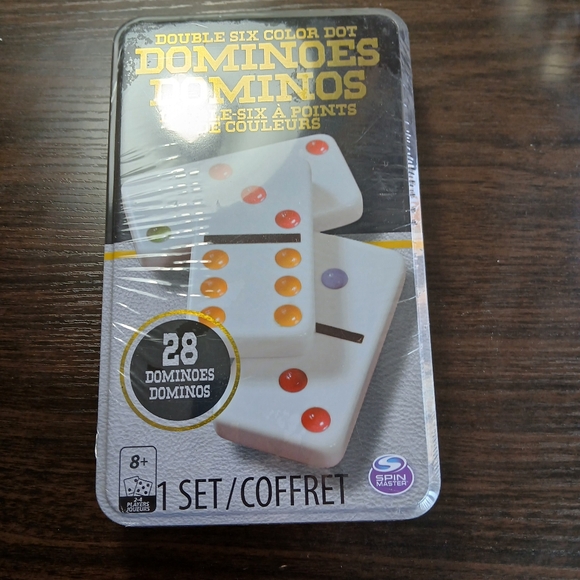 New Double Six Color Dot Dominoes In Collectors Tin Box BlackAll proceeds go t - Picture 2 of 3